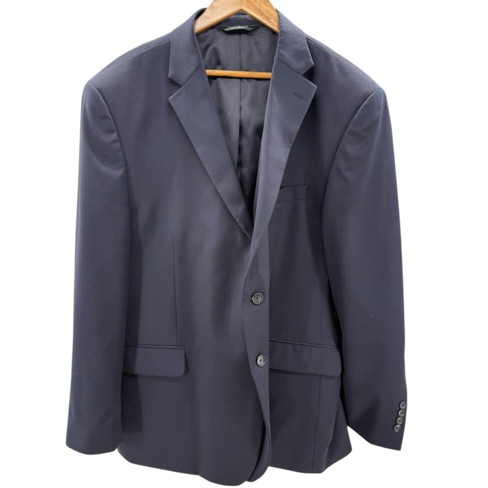 JoS A Bank Traveler Suit Jacket Mens 50R Navy Blue All Wool Tailored Fit